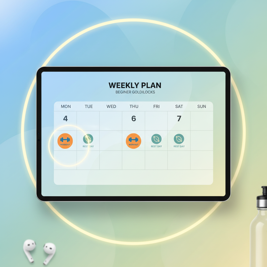 Calendar view showing optimal workout days marked with checkmarks, demonstrating a balanced weekly schedule Calendar view showing optimal workout days marked with checkmarks, demonstrating a balanced weekly schedule
